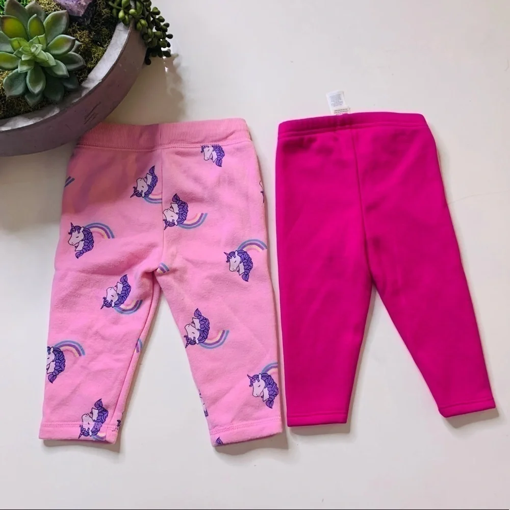 OshKosh B’Gosh 12 months pink girls cotton Pullover Long Pants unicorn pink set